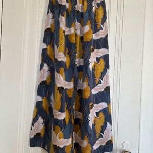 Women’s flowy cropped crane print pants